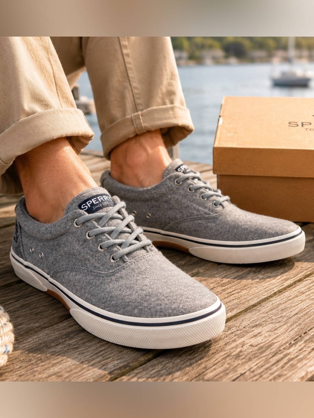 Sperry Top Sider Men’s Size 8 Gray Wool Blend Sneakers Memory Foam Casual Shoes